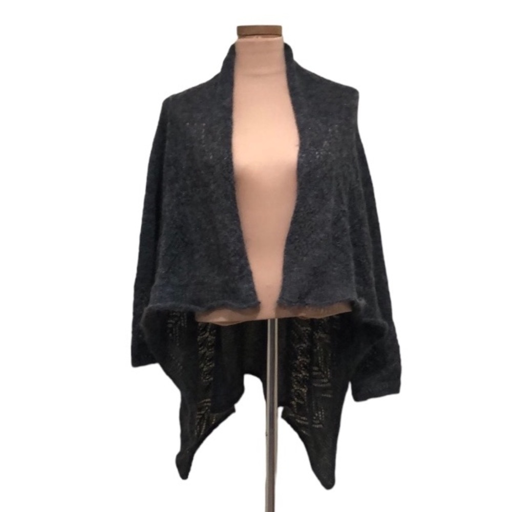 Bryn Walker Cardigan Sweater Size Medium Gray Silver Fluffy Mohair Blend